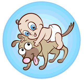 卡通婴儿与狗